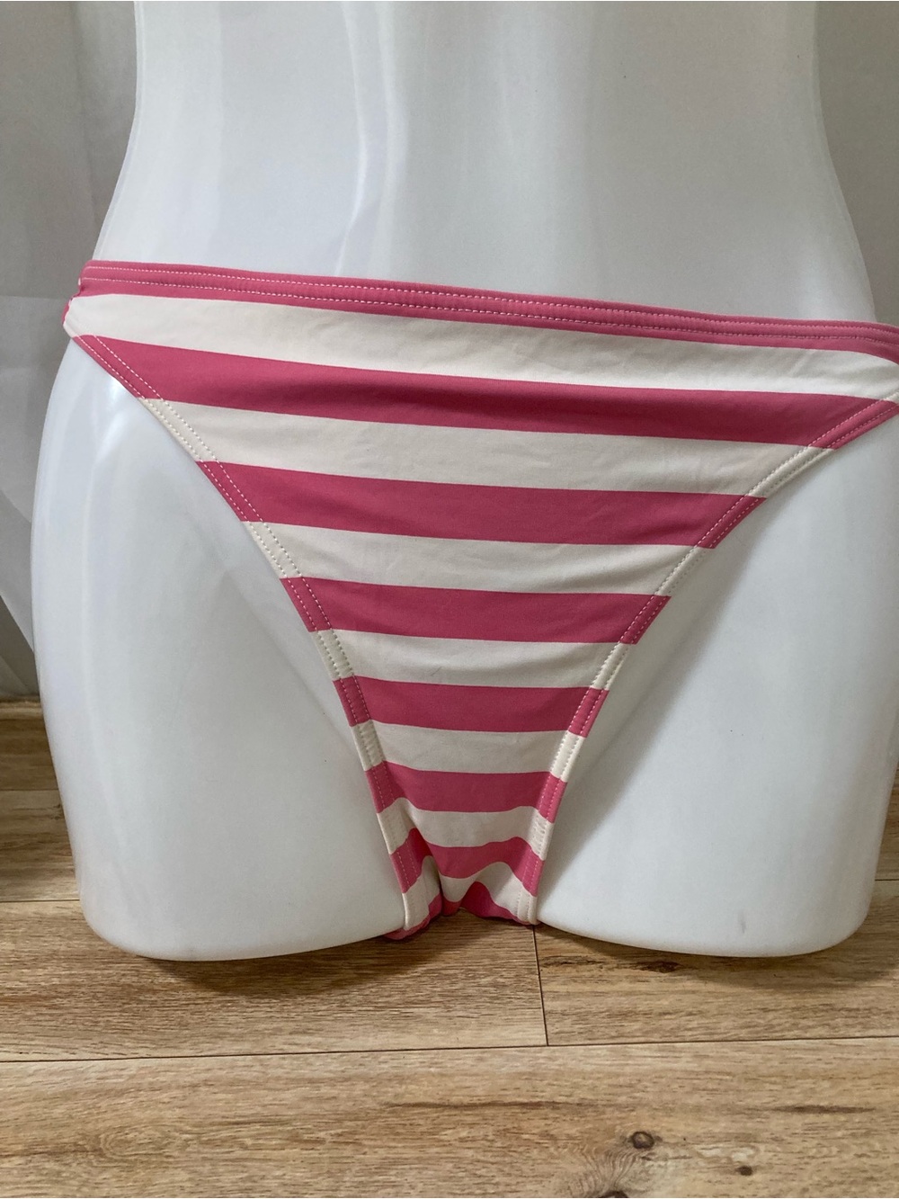 Aqua Pink Stripe Tie Side Bikini Bottom Large